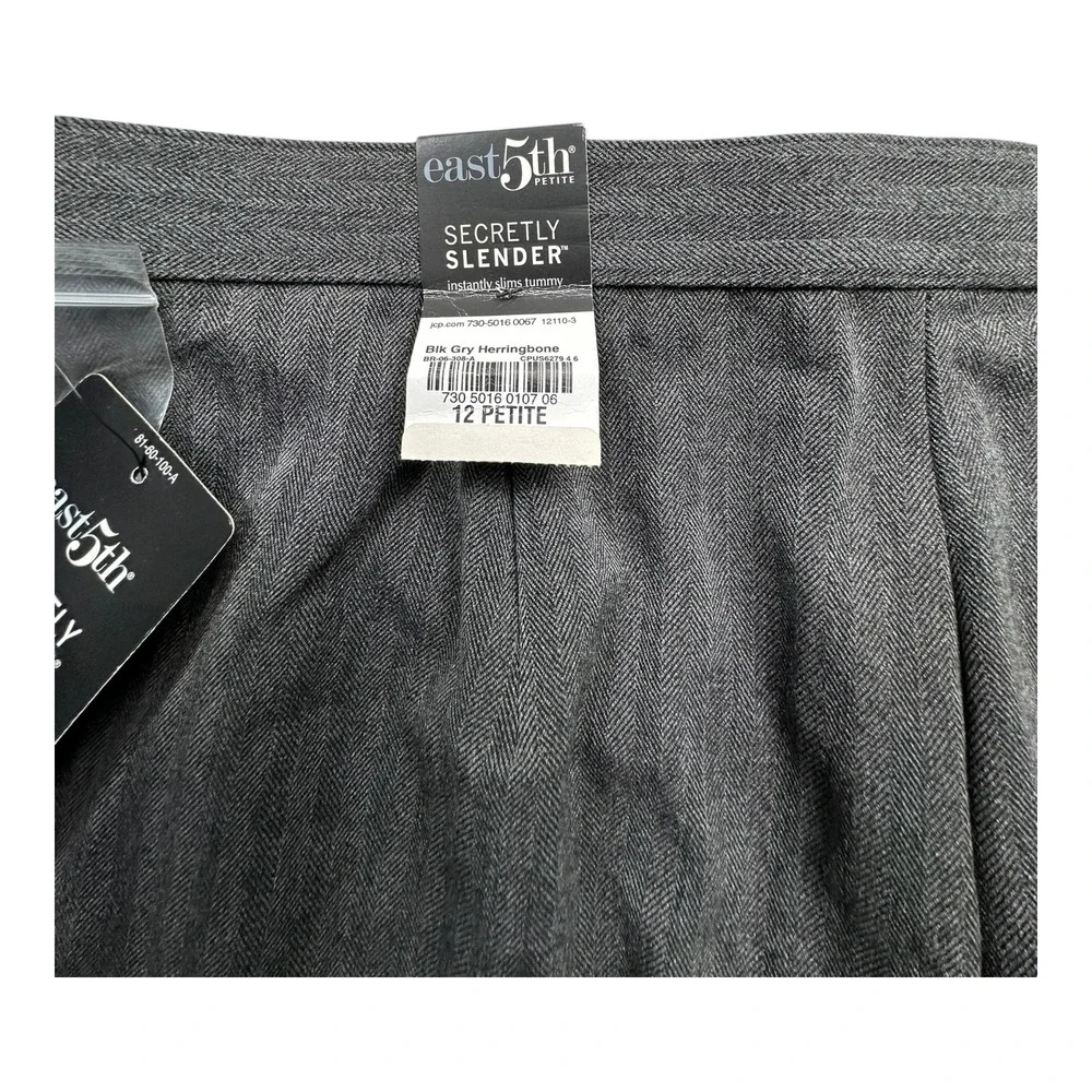 East 5th Petite Secretly‎ Slender Black Herringbone Pants Size 12P